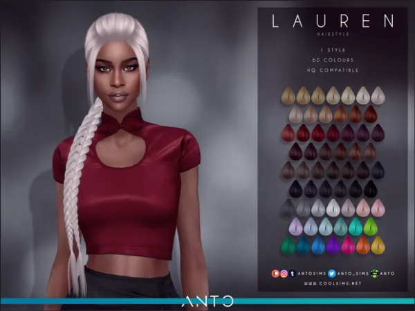 Alpha Lauren Hairstyle by anto - The Sims 4 Custom Content