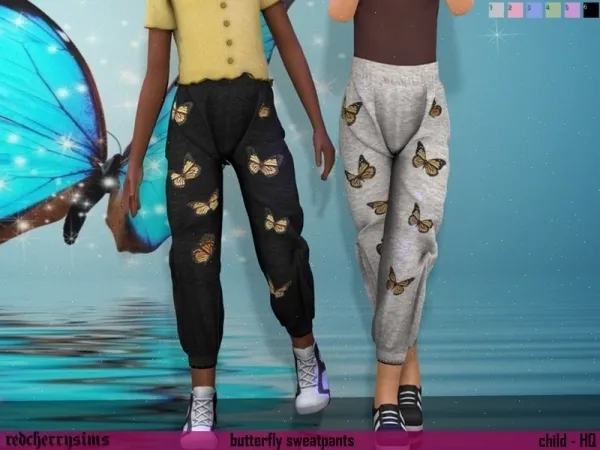 Alpha redcherrysim's Butterfly Sweatpants - The Sims 4 Custom Content