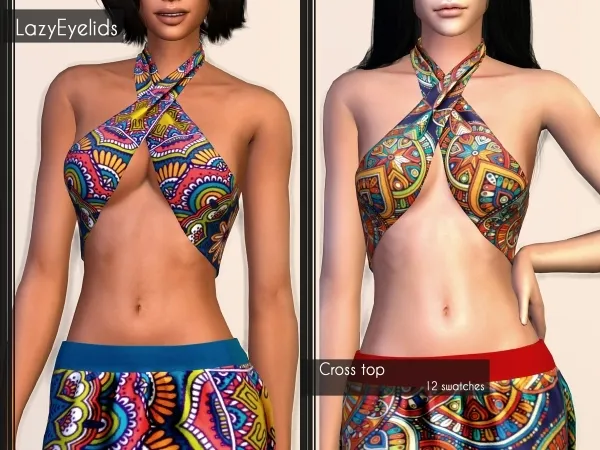 Alpha Cross top by lazyeyelids - The Sims 4 Custom Content