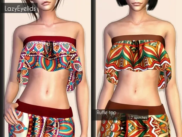 Alpha Ruffle top by lazyeyelids - The Sims 4 Custom Content