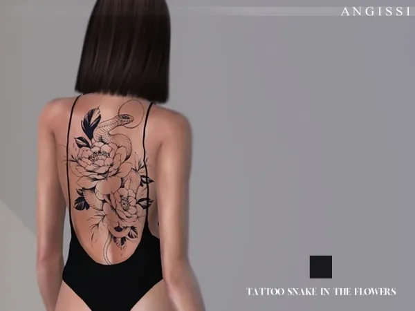 Mix ANGISSI's Tattoo Snake in the flowers - The Sims 4 Custom Content