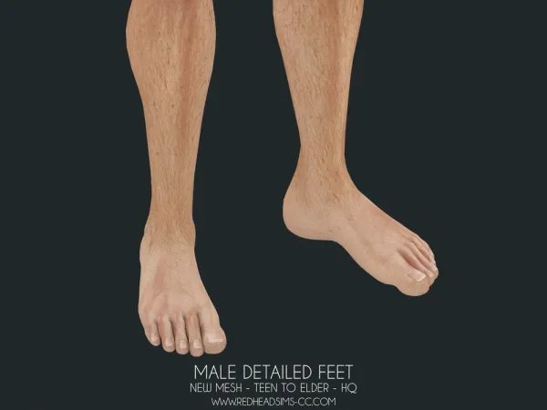Alpha MALE DETAILED FEET SHOES AND DEFAULT update by redheadsims - The Sims 4 Custom Content