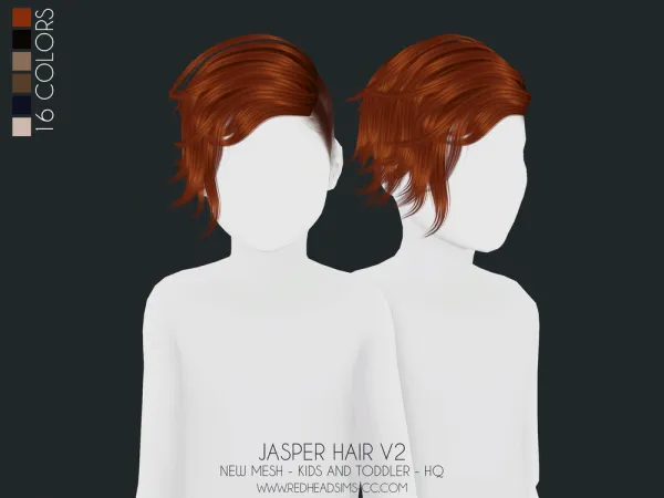 Alpha JASPER HAIR V2 KIDS AND TODDLER - The Sims 4 Custom Content