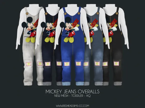 Alpha MICKEY JEANS OVERALLS by redheadsims - The Sims 4 Custom Content