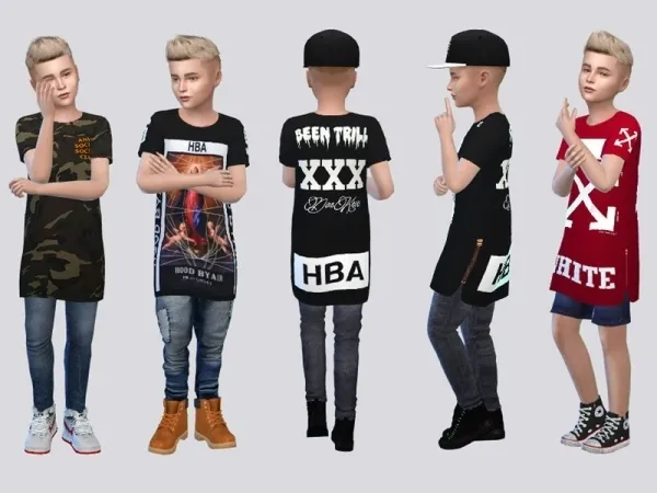 Maxis Match McLayneSims' Dean Long Tee Shirts Kids - The Sims 4 Custom Content