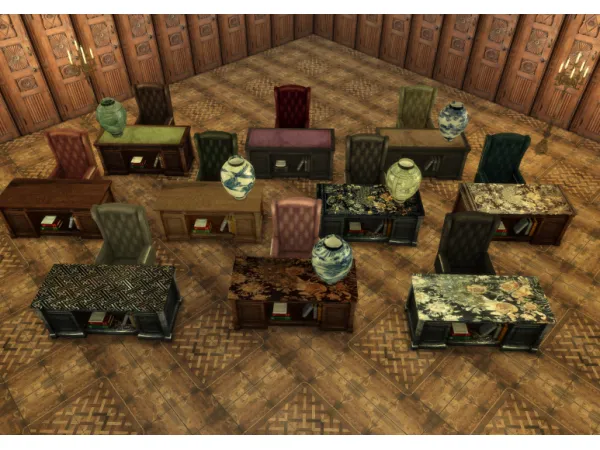 Alpha Antique chairman desk chair Korean vase by mj - The Sims 4 Custom Content