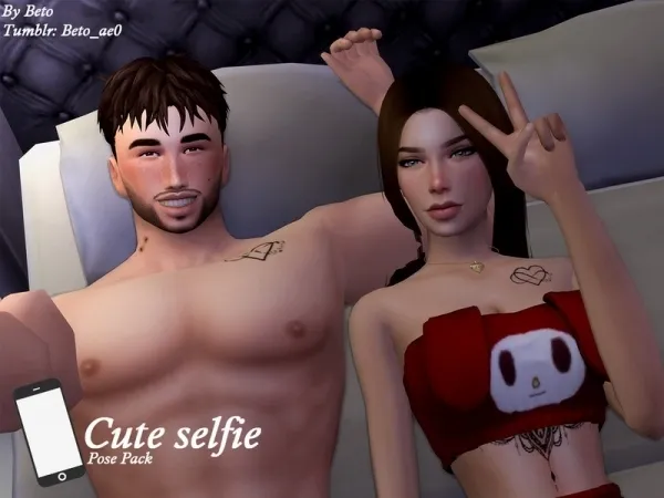 Alpha Beto_ae0's Cute selfie Pose Pack - The Sims 4 Custom Content