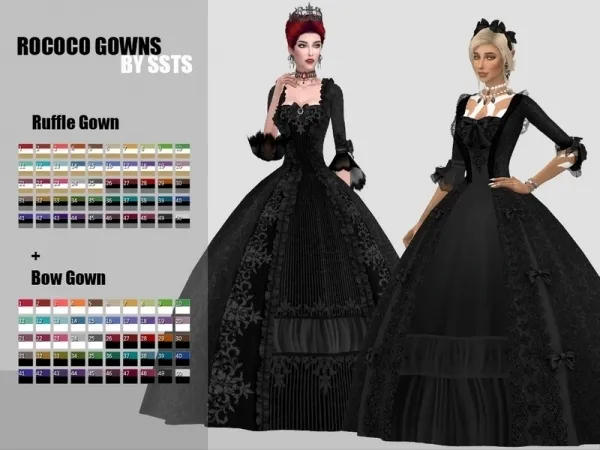 Alpha strange storyteller's TWO ROCOCO GOWNS by SSTS - The Sims 4 Custom Content