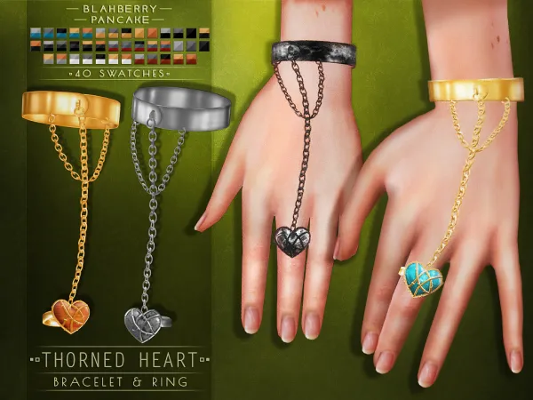 Maxis Match Blahberry Pancake Thorned Heart Bracelet Ring - The Sims 4 Custom Content