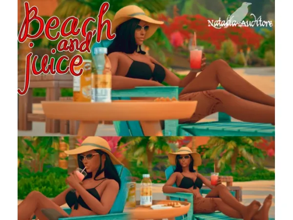 Maxis Match Beach and Juice posepack acc Auditore by Natalia - The Sims 4 Custom Content
