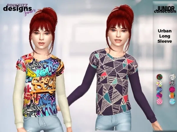 Maxis Match Pinkfizzzzz's Junior Urban Long Sleeve - The Sims 4 Custom Content