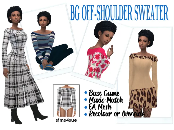 Maxis Match BG OFF SHOULDER SWEATER - The Sims 4 Custom Content