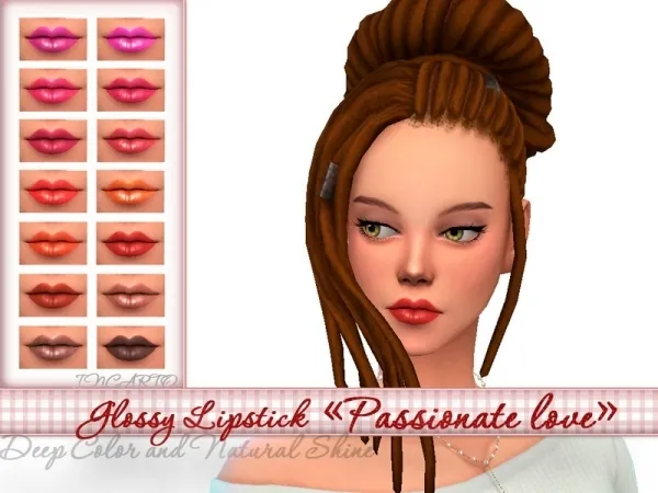 Maxis Match Incarto's Glossy lipstick Passionate love - The Sims 4 Custom Content