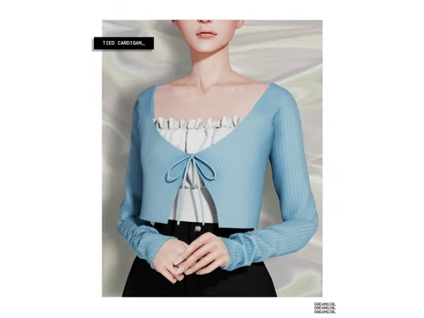Alpha tied cardigan by dreamgirl - The Sims 4 Custom Content