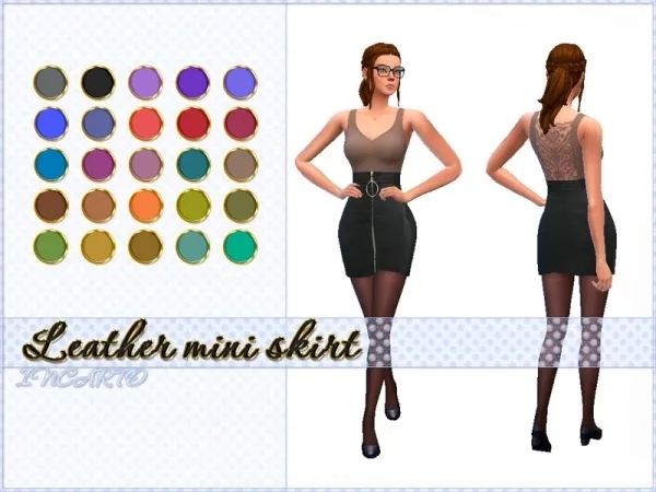 Maxis Match Incarto's Leather mini skirt - The Sims 4 Custom Content