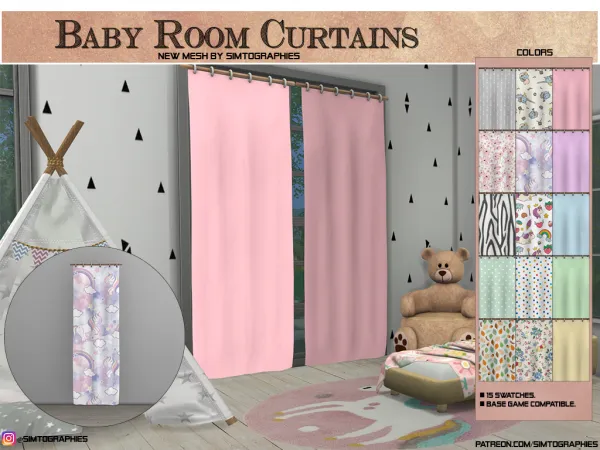Alpha Baby Room Curtains - The Sims 4 Custom Content