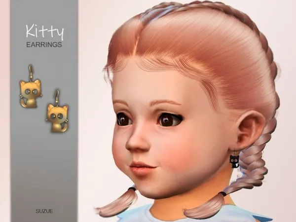 Maxis Match [Suzue] Kitty Toddler Earrings - The Sims 4 Custom Content