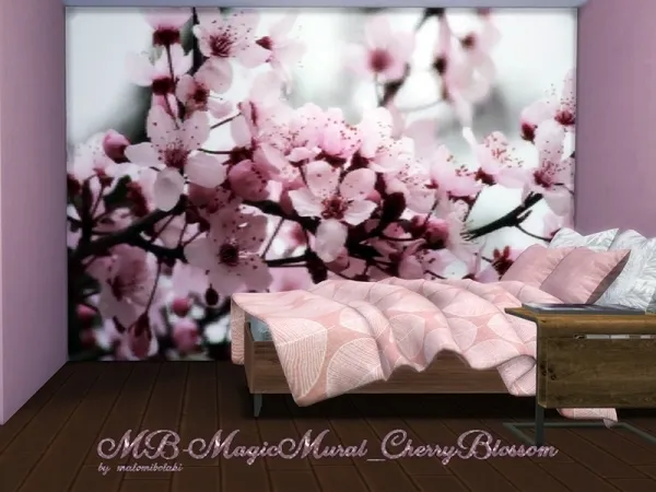Alpha matomibotaki's MB MagicMural_CherryBlossom - The Sims 4 Custom Content