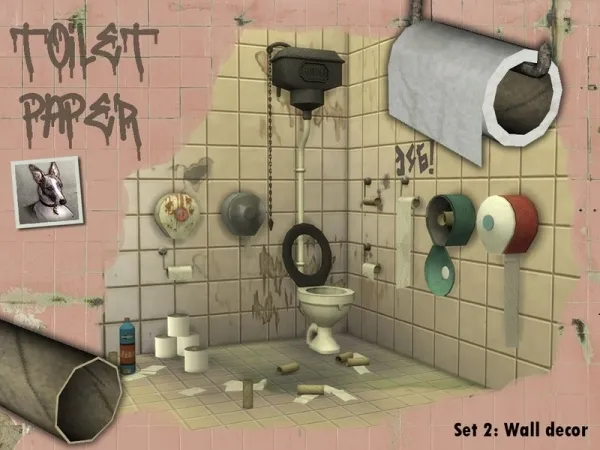 Maxis Match Cyclonesue's Toilet Paper Set 2 Wall decor - The Sims 4 Custom Content