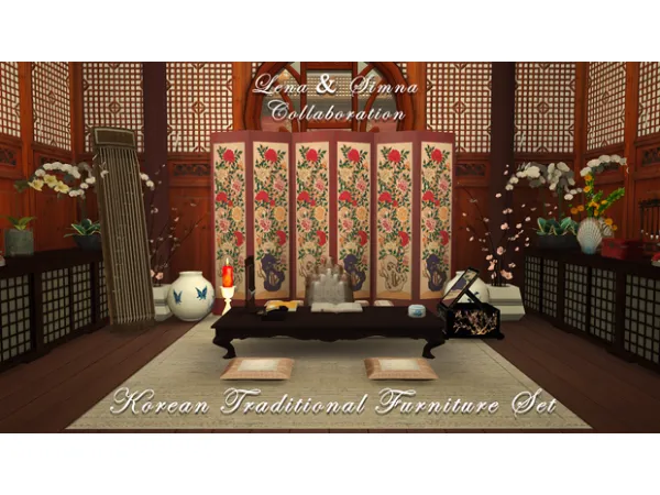 Alpha [Lena Sims Simna] Korean Traditional Furniture Set - The Sims 4 Custom Content