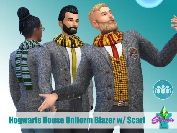 Maxis Match SimmieV Hogwarts House Jacket w Scarf - The Sims 4 Custom Content