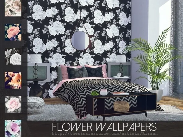 Alpha Rirann's Flower Wallpapers - The Sims 4 Custom Content