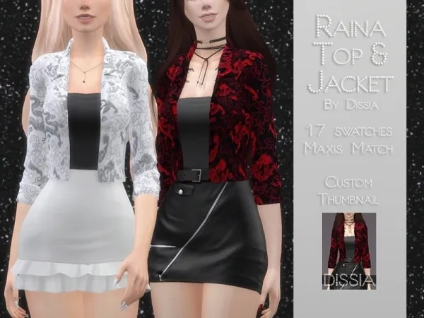Maxis Match Dissia's Raina Top with Jacket - The Sims 4 Custom Content