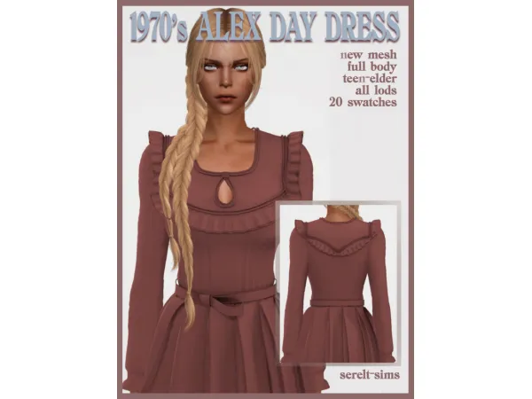 Maxis Match 1970's ALEX DAY DRESS sims by serelt - The Sims 4 Custom Content