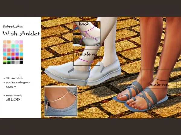 Mix Yabppi_Acc_Wish Anklet - The Sims 4 Custom Content