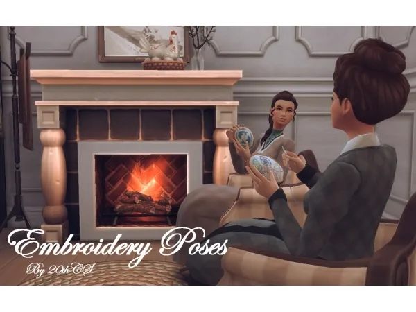 Maxis Match Embroidery Pose Pack - The Sims 4 Custom Content