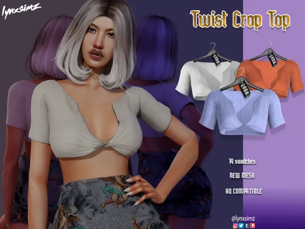 Alpha Lynxsimz Twist Crop Top - The Sims 4 Custom Content