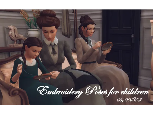 Maxis Match Embroidery Pose Pack (Children) - The Sims 4 Custom Content