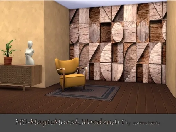 Alpha matomibotaki's MB MagicMural_WoodenArt - The Sims 4 Custom Content