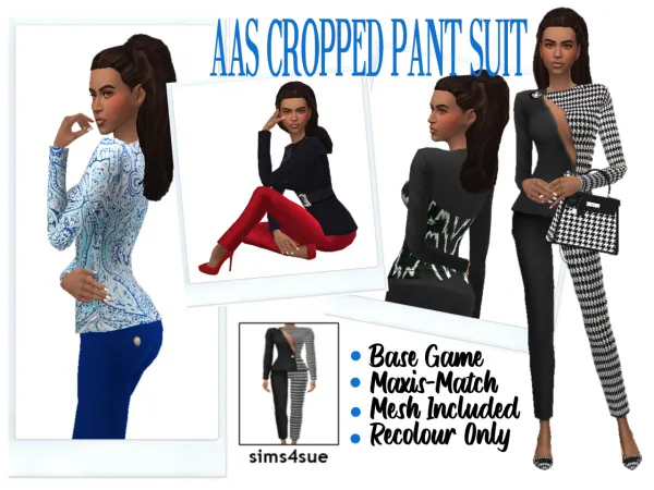 Maxis Match AAS CROPPED PANT SUIT - The Sims 4 Custom Content