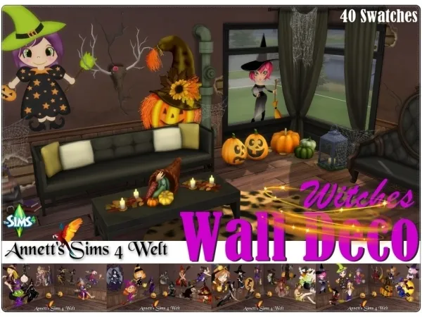 Alpha Wall Deco Witches - The Sims 4 Custom Content