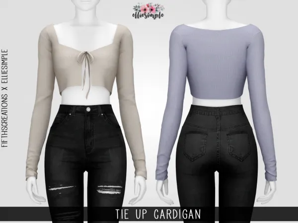 Alpha Elliesimple Tie Up Cardigan - The Sims 4 Custom Content