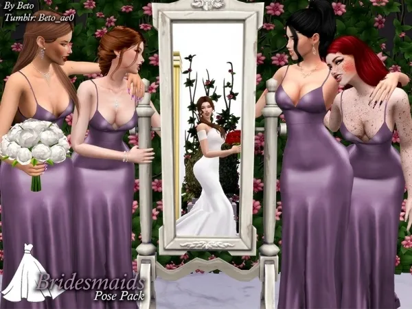 Alpha Beto_ae0's Bridesmaids (Pose Pack) - The Sims 4 Custom Content