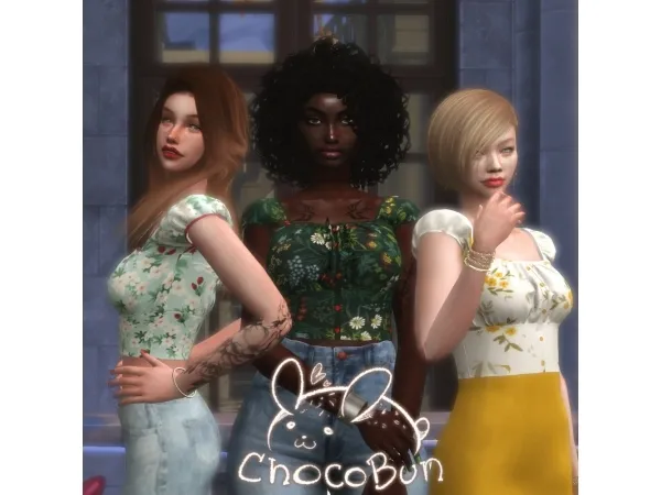 Maxis Match Chocobun Elliesimple Poplin Top - The Sims 4 Custom Content