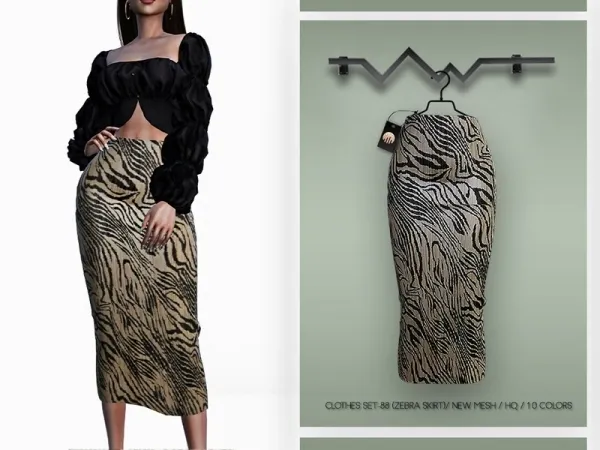 Alpha busra tr's Clothes SET 88 (ZEBRA SKIRT) BD334 - The Sims 4 Custom Content
