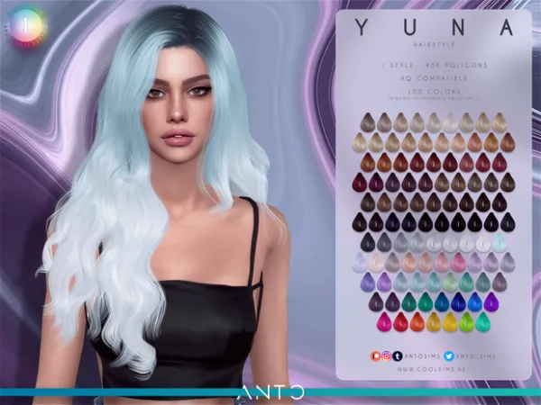 Alpha Yuna Hairstyle by antoSims - The Sims 4 Custom Content