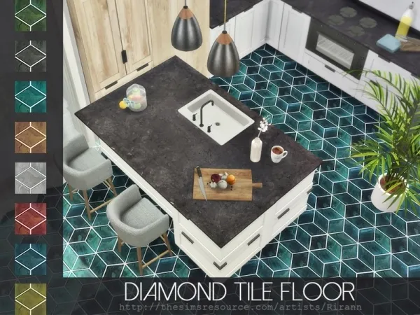 Alpha Rirann's Diamond Tile Floor - The Sims 4 Custom Content