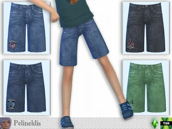 Maxis Match Pelineldis' Denim Shorts with Football Patch - The Sims 4 Custom Content