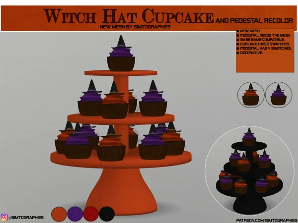 Alpha Witch Hat Cupcake - The Sims 4 Custom Content