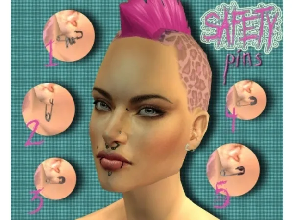 Not punk enough Safety Pins as earrings by blackfairy - The Sims 2 Custom Content