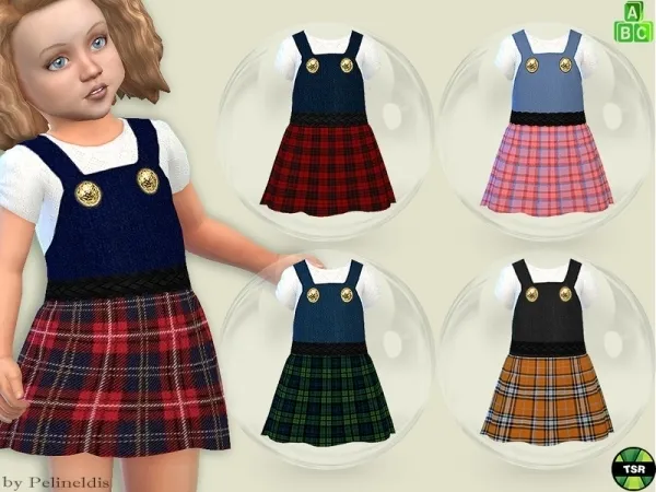 Maxis Match Pelineldis' Toddler Tartan and Denim Pinafore Needs SP Toddler - The Sims 4 Custom Content