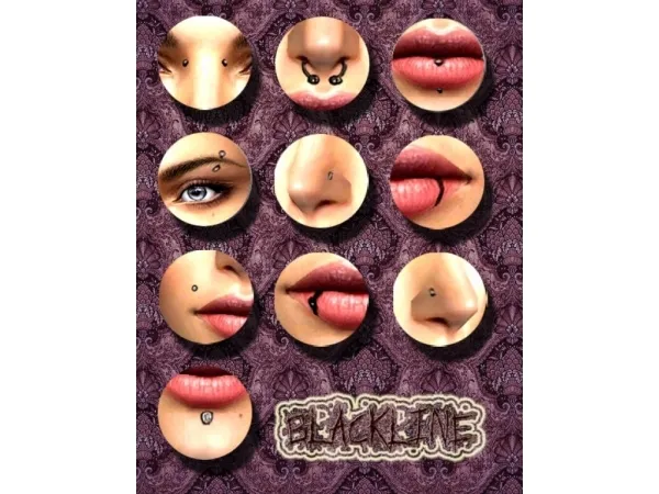 Blackfairy's Blackline (10 facial piercings) by blackfairy - The Sims 2 Custom Content