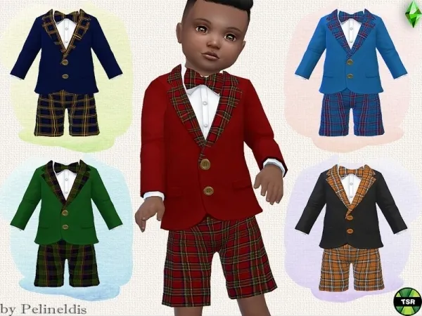 Maxis Match Pelineldis' Toddler Tartan Shorts Suit - The Sims 4 Custom Content