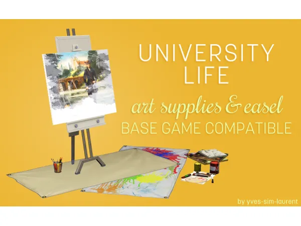 University Life art decor easel Showtime beds and Supernatural car - The Sims 3 Custom Content