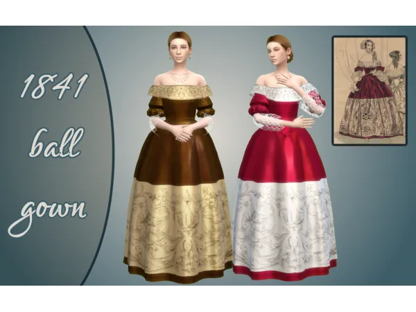 Maxis Match 1841 ball gown by vintagesimstress - The Sims 4 Custom Content