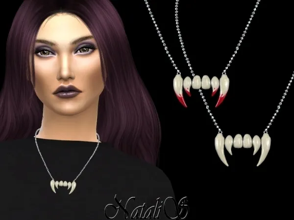 Alpha NataliS_Vampire teeth necklace - The Sims 4 Custom Content